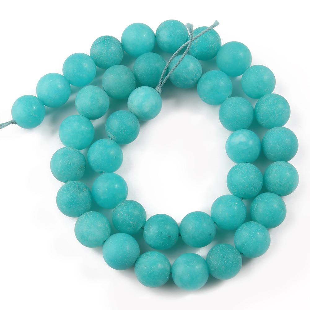 Синие бусины из натурального камня амазонита, матовый нефрит, круглые свободные бусины-разделители для изготовления ювелирных изделий, браслет, ожерелье, 6 мм, 8 мм, 10 мм