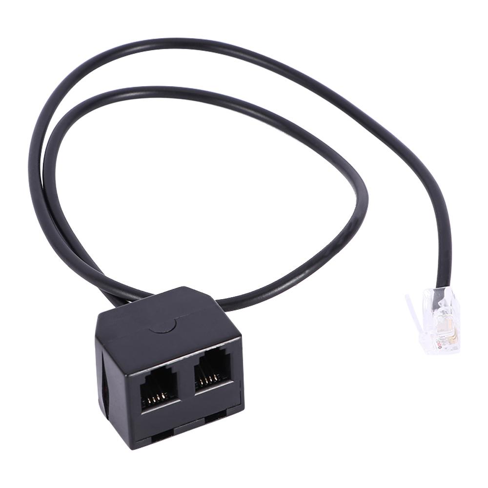 Durable Telephone Line 2 Female To 1 Male RJ9 Adapter Line Extension Cable Cords Splitter Cord