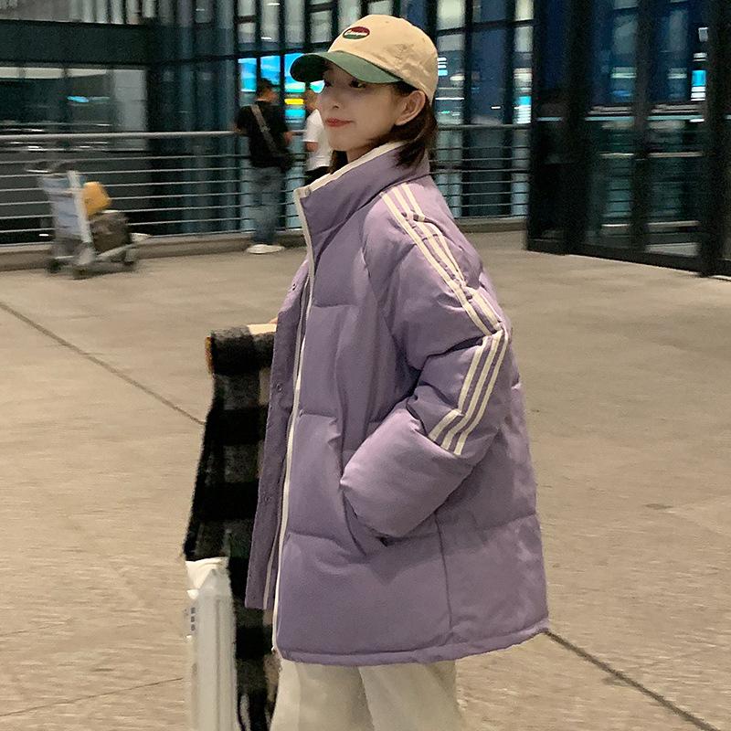 Новая женская хлопковая куртка-пуховик, одежда-хлеб, воротник-стойка, хлопковая куртка, корейская версия, свободная, зимняя, утолщенная хлопковая куртка