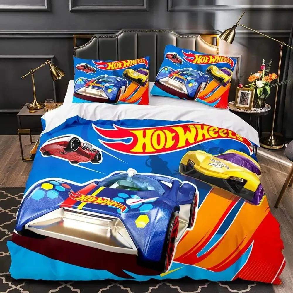 Пододеяльник с 3D-принтом Hot Wheel Monster Truck, наволочка, комплект постельного белья размера Твин, Фул, Квин, Кинг для декора спальни 01
