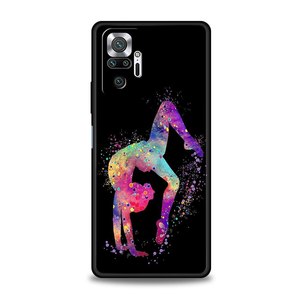 Чехол для телефона для Xiaomi Redmi Note 14 13 12 5G 11 10 Pro Plus 4G 9S 9 14C 13C 12C 10C 9C 9A Мягкий ТПУ Чехол Гимнастика акварель