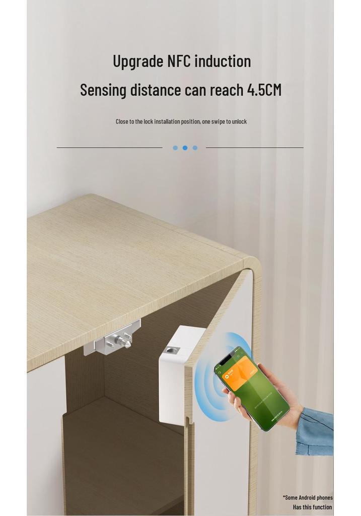 Невидимый умный NFC-замок для шкафов и ящиков - Электронный индукционный замок для шкафов для хранения, обувных и локерных шкафов, не требует сверления.