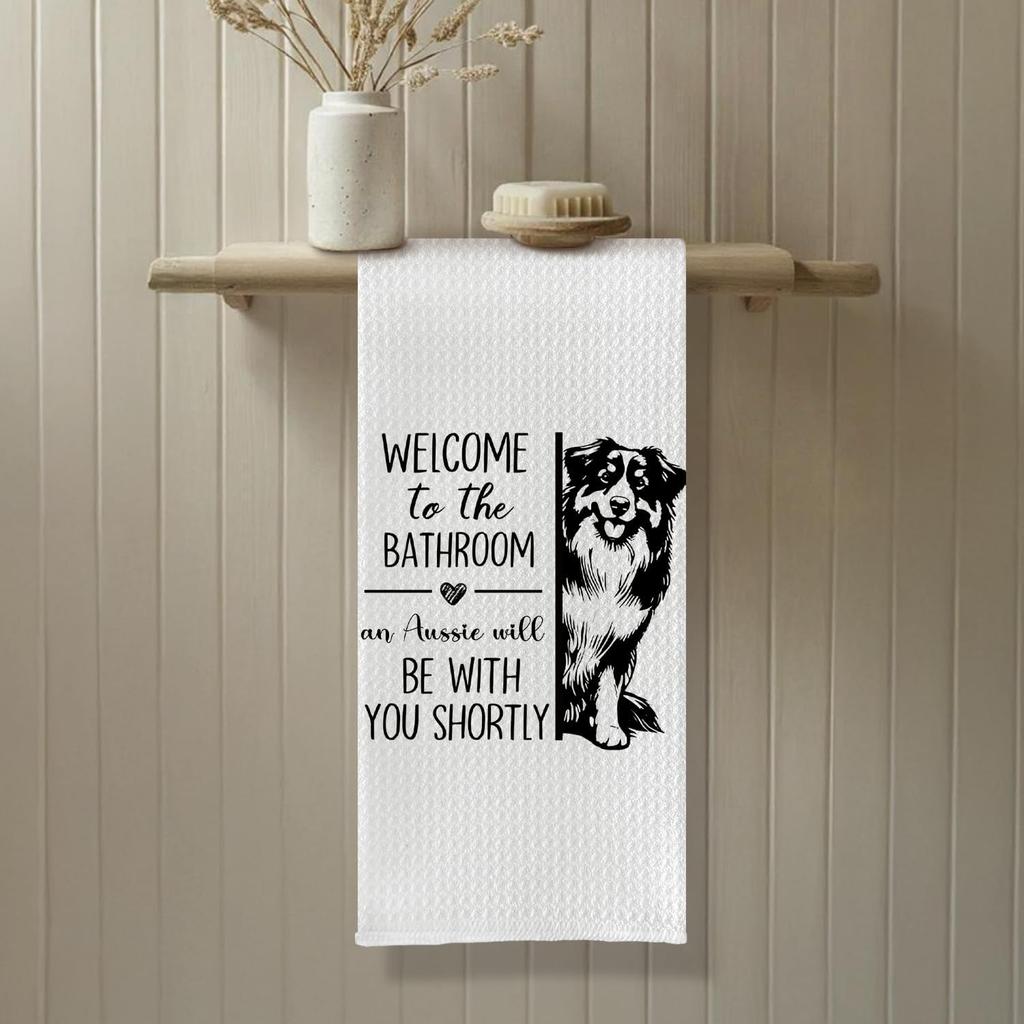 Funny Australian Shepherd Bathroom Hand Towels, Aussie Dog Gifts for Women, Australian Shepherd Gifts, Dog Mom Lovers Gift Decorative Hand Towel for