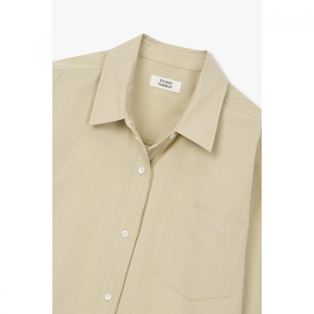Studio Tomboy Two Way Button Solid Long Sleeve Shirt 9106321105ar