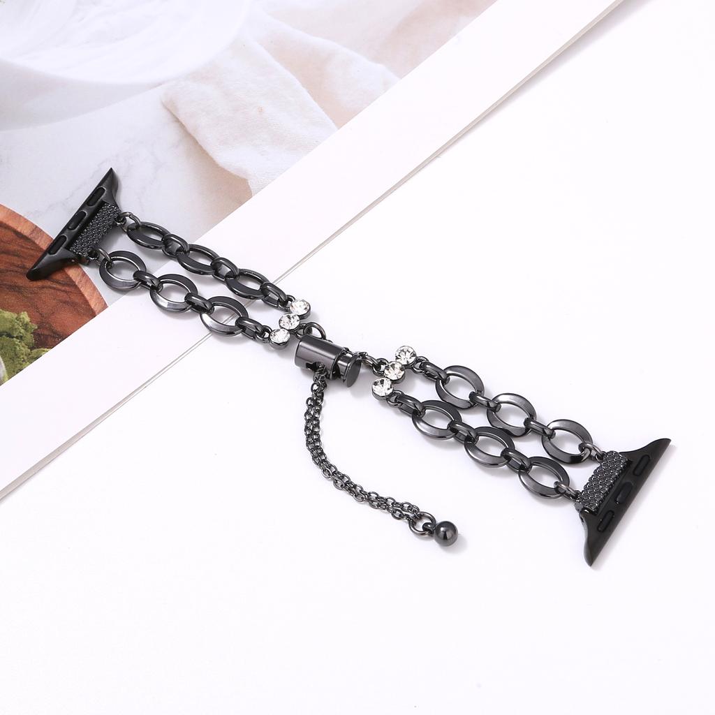 Double Chain Watch Band for Apple Watch Series 10 9 8 7 SE 6 5 4 3 2 1 42mm 41mm 40mm 38mm Replacement Strap