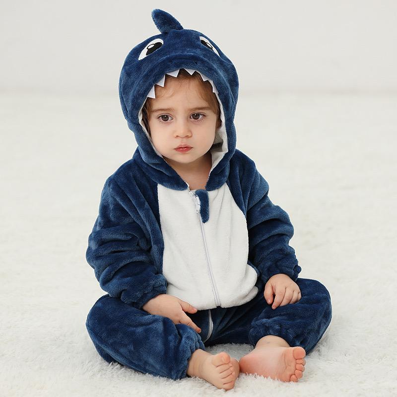 Baby Clothing Shark Dinosaur Onesies Animal Hooded Winter Baby Pajamas Kids Sleepwear Baby Pyjamas