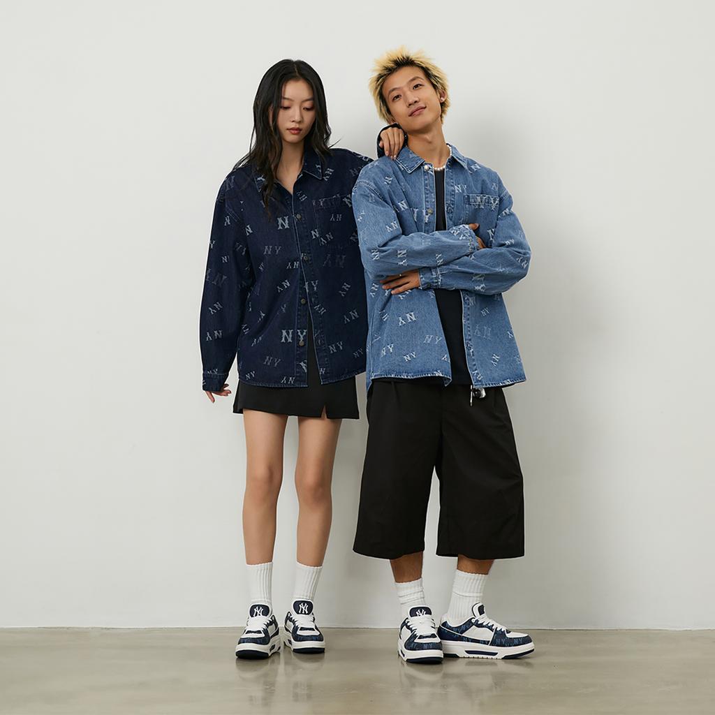 Новая коллекция MLB MONOGRAM New York Yankees 24FW Джинсовая рубашка Унисекс Индиго 3ADRM0244-50INS