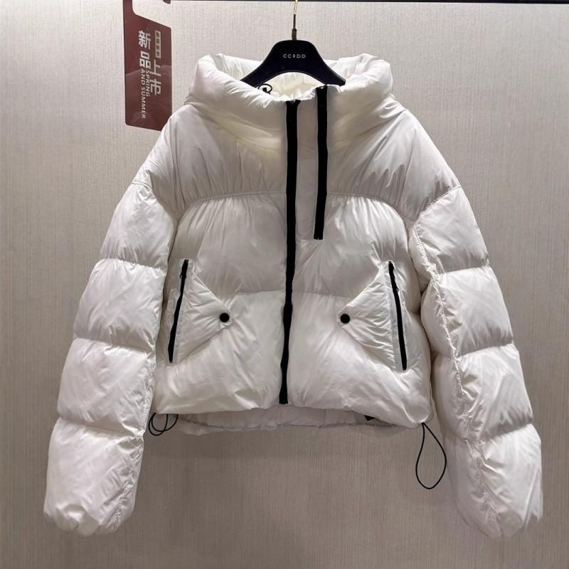 Thick Winter Hooded Cotton Puffer Jacket Women Oversized Short Coat With Dual Zipper Contrast Color Design