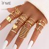 18Pcs/set Personalized Heart Star Ring Set Crystal Multilayer Wave Gold Rings for Women Jewelry Accessories