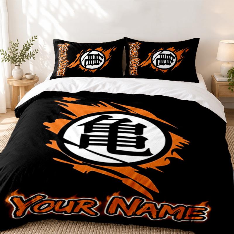Dragon Ball Custom Name 3pc set Perfect for bedroom use Comfortable bedding set includes a duvet cover and two pillowcases Ideal birthday or Christmas