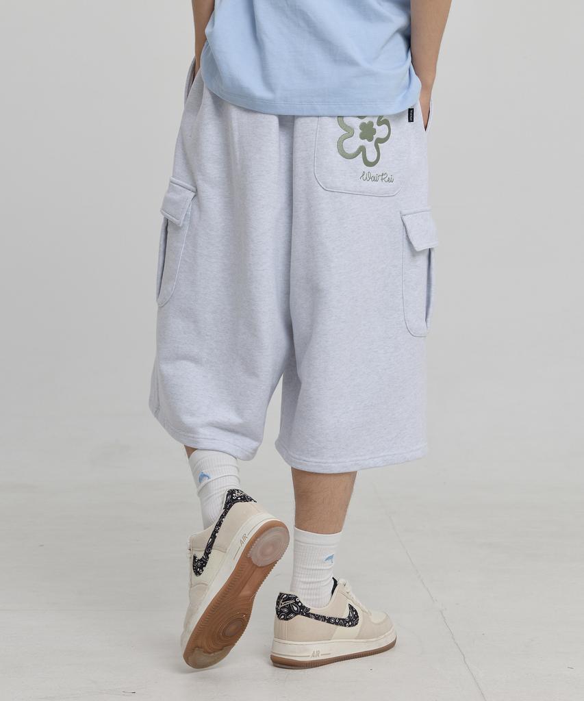 WAIKEI Cargo Bermuda Sweatpants Melange White