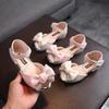 Children's Sandals Girls Big Bow Hollow Out Princess Shoes New Style Fashion Kids Soft Sole Wedding Flats