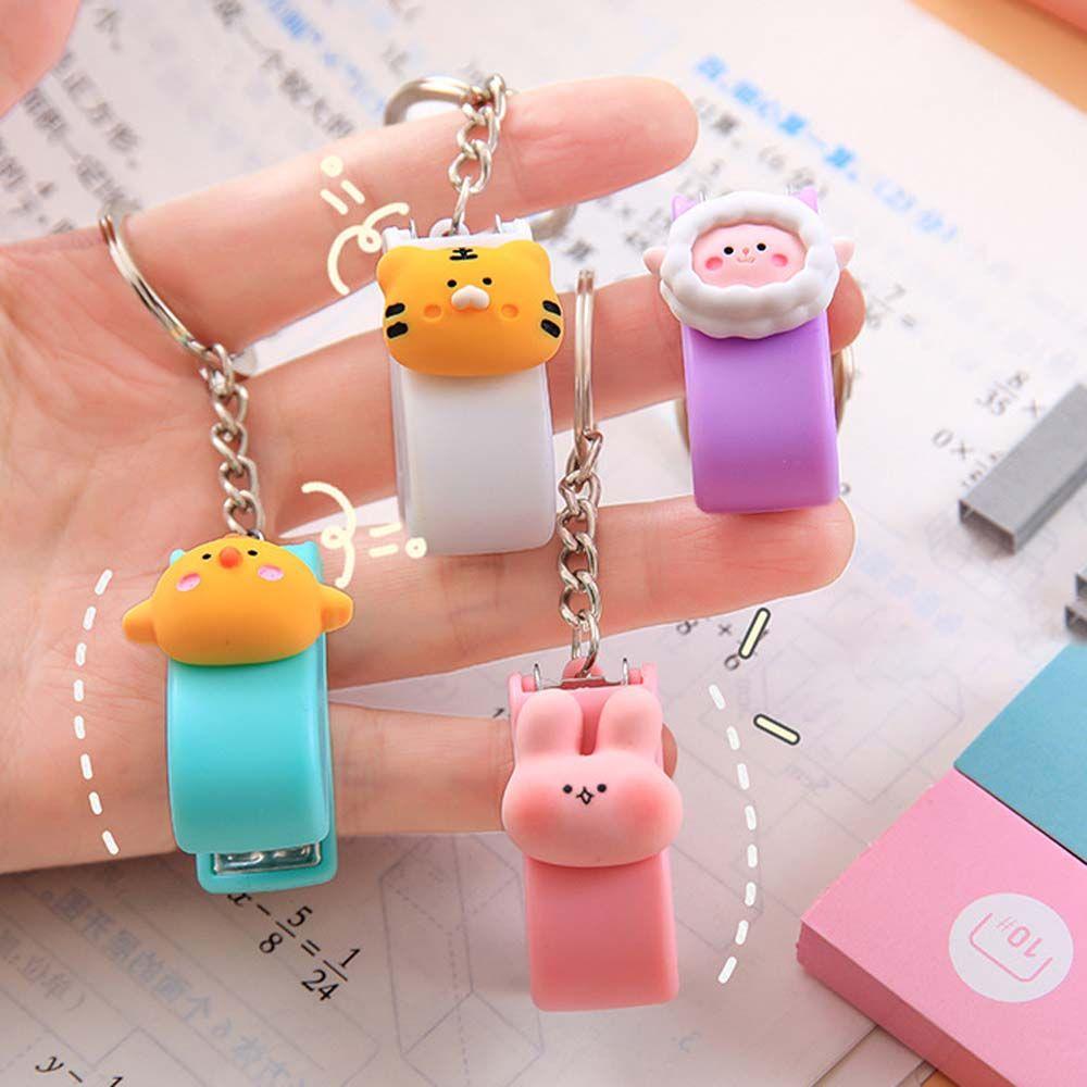 Mini Cartoon Student Supplies Size 10 Staples Binding Tools Stapler Key Chain Mini Stapler Stapler