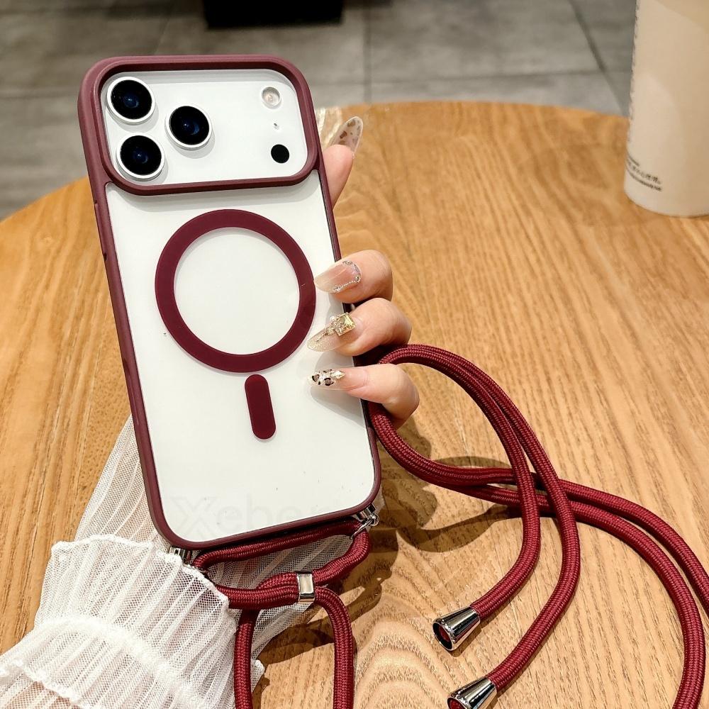 Чехол-ремешок для iPhone 17 16 15 14 13 12 11 Pro Max Plus Для Magsafe Сумка-чехол через плечо Амортизирующий Магнитная Беспроводная Зарядка Чехол