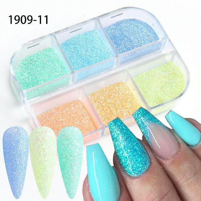 6 сеток/коробка Украшения для ногтей Блестки для ногтей Пудра Блестки Хлопья Аксессуары для ногтей