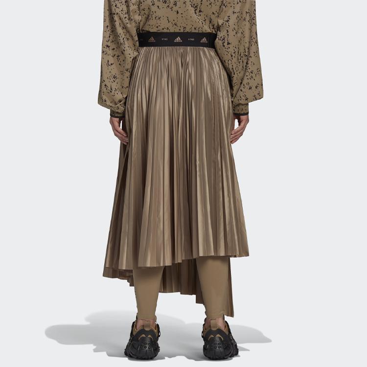 Adidas Юбка макси Originals X Hyke с асимметричным подолом, однотонная, средней посадки, со складками, женские юбки желто-коричневого цвета GP3042