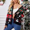 Осенне-зимний женский вязаный кардиган свитер с рождественским принтом повседневный однобортный трикотажный свитер с длинными рукавами и V-образным вырезом