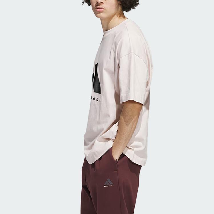 Adidas Баскетбольная удобная мягкая футболка с коротким рукавом, унисекс, топы, светло-фиолетовая, JD6129