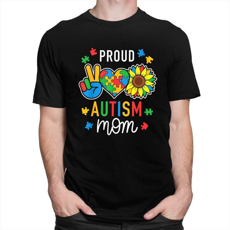 Im A Proud Autism Mom Awareness T Shirts 100 Cotton Tee Tops Streetwear Round Neck Tshirt Fashion ShortSleeve Clothes