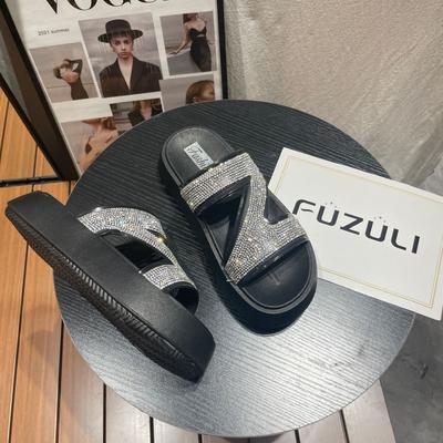 Одно слово крутые тапочки женская верхняя одежда летняя новая яркая ромбовидная мода повседневные сандалии толстые тапочки для дома на плоской подошве