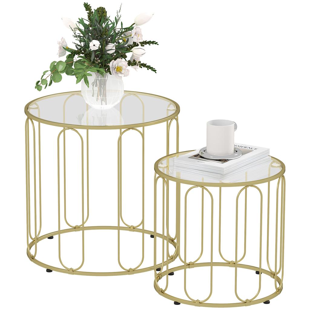 Elliptical Cut-Out Nesting Tables - Gold-Tone