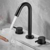 Tuqiu Black Basin Faucet Total Brass Chrome Bathroom Faucet Sink Faucets 3 Hole Hot And Cold Waterfall Faucet Water Tap