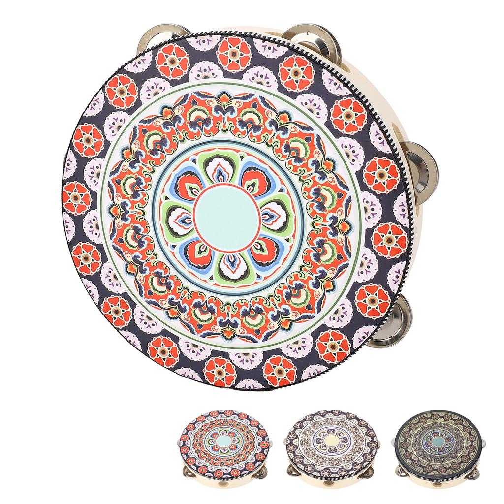 Hand Held Wood Tambourine 8 Inch Jingles Musical Educational Instrument for Adult and Children