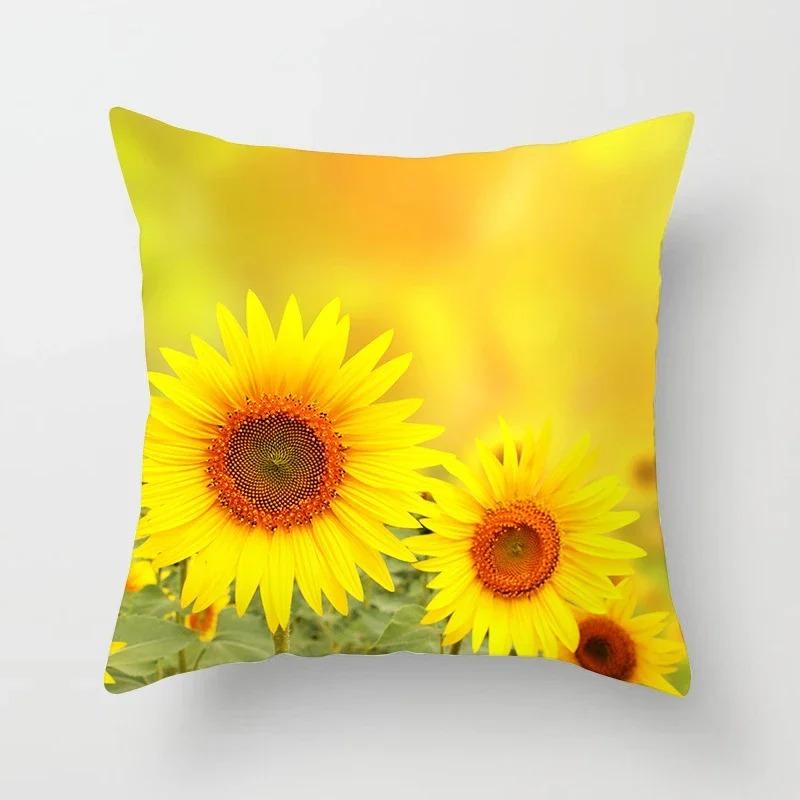 Office Living Room Home Pillowcase Sunflower Print Pattern Pillowcase Car Ornaments