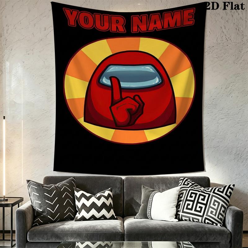 Custom Name Among us Wall Tapestry Aesthetic Wall Hanging Printed Fabric Blanket Decorative Tapestries for Bedroom Living Room Home Decor