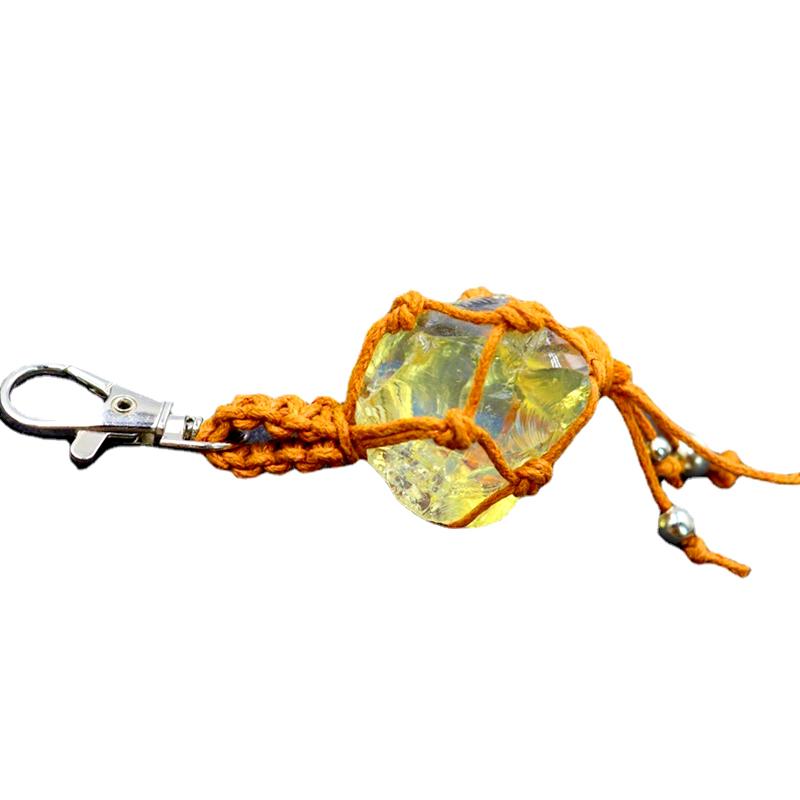 1 шт. подвесная сумка INS натуральный кристалл винтажный стиль кулон модный кристалл кисточка брелок для автомобиля подвесная сетчатая сумка плетение