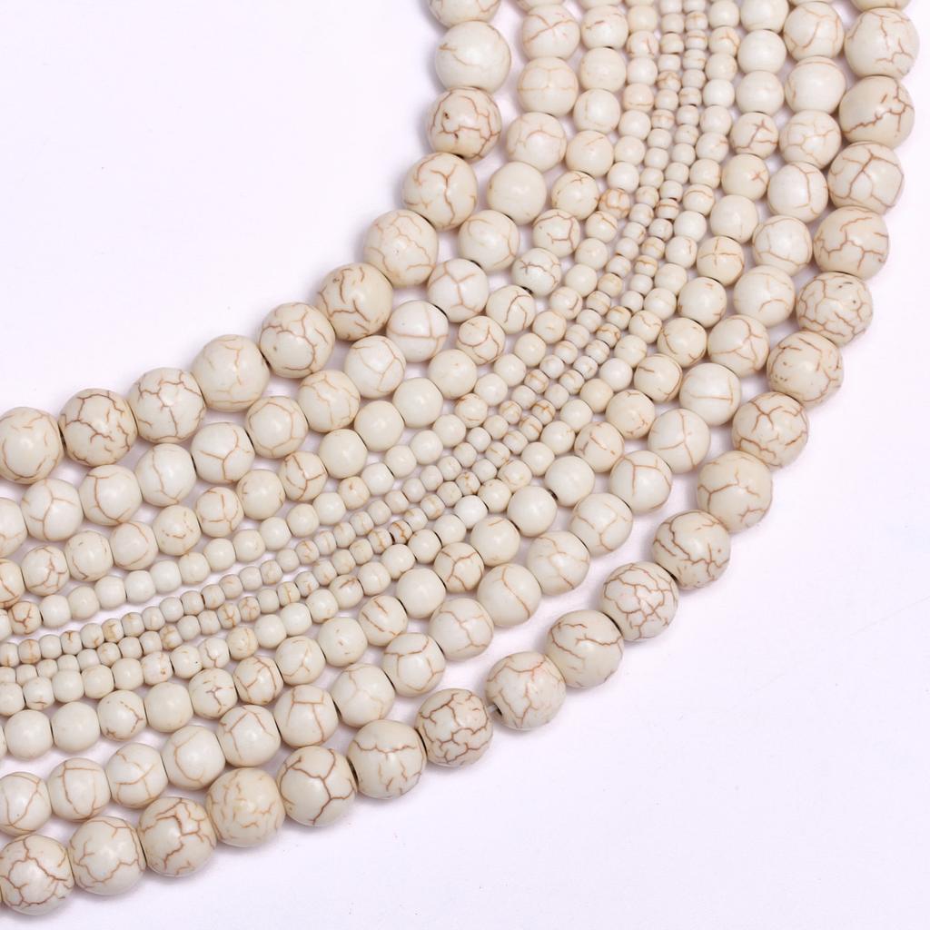 Бусины из натурального камня белой бирюзы ручной работы для изготовления ювелирных изделий (3-10mm)