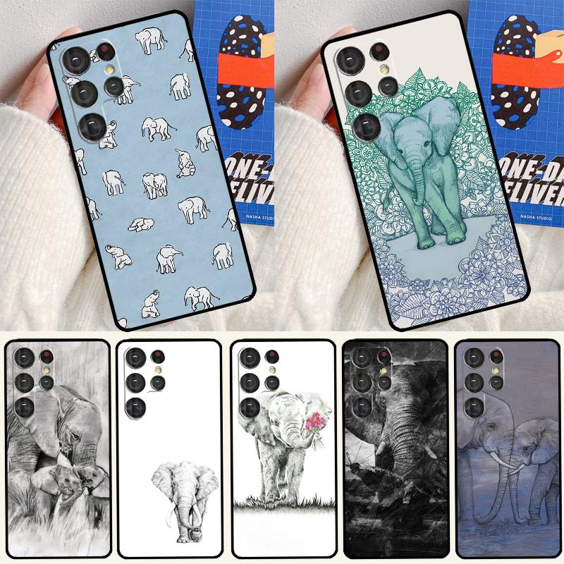 Cute Elephant Phone Case For Samsung Galaxy S25 Ultra S24 Ultra S9 S10 S20 S21 S22 Plus S23 S24 FE Cover