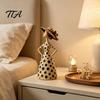 Durable Resin Crafts Vintage Cat & Lady Sculpture, Artistic Striped Statues, Handcrafted Decorative Statues Elegant Polka Dot Ornament, Housewarming