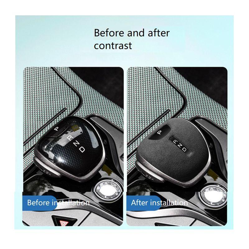 Authentic For BYD Han Gear Shifter Case Suede Leather Gear Knob Protector Cover Carbon Black