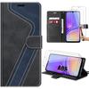 Case + 2 Tempered Glasses for Samsung Galaxy A05, Foldable Protection In Black Synthetic Leather and TPU with Stand (not for A05s)