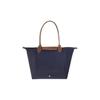 Longchamp Le Pliage 31 Складная Сумка-пельмень с Логотипом Сумка на Плечо из Холста и Кожи Большая Женская Сумка Темно-синий 1899089P68
