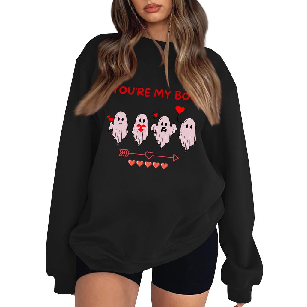 Women's Casual Fashion Valentine's Day Print Long Sleeve O-Neck Sweatshirts Pullover Top