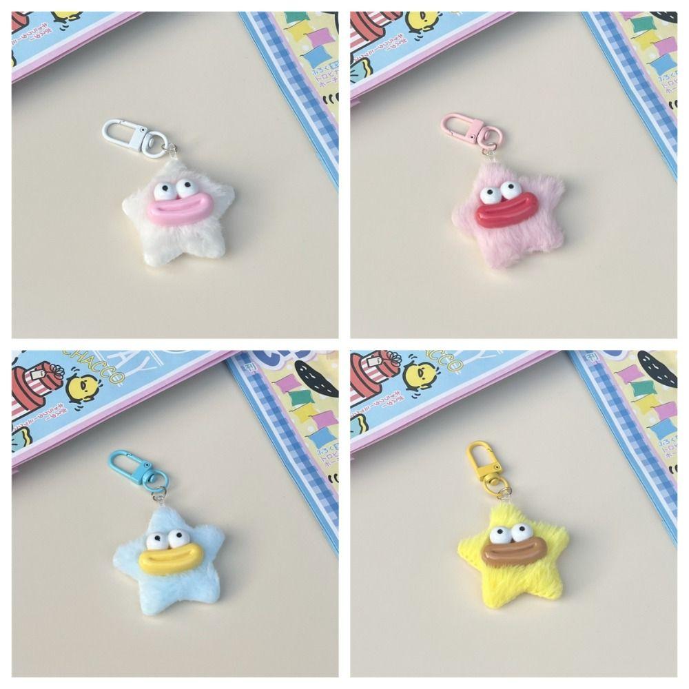 Mini Funny Star Keychain Cartoon Star Plush Pendant Cute Sausage Mouth Keyring Earphone Case