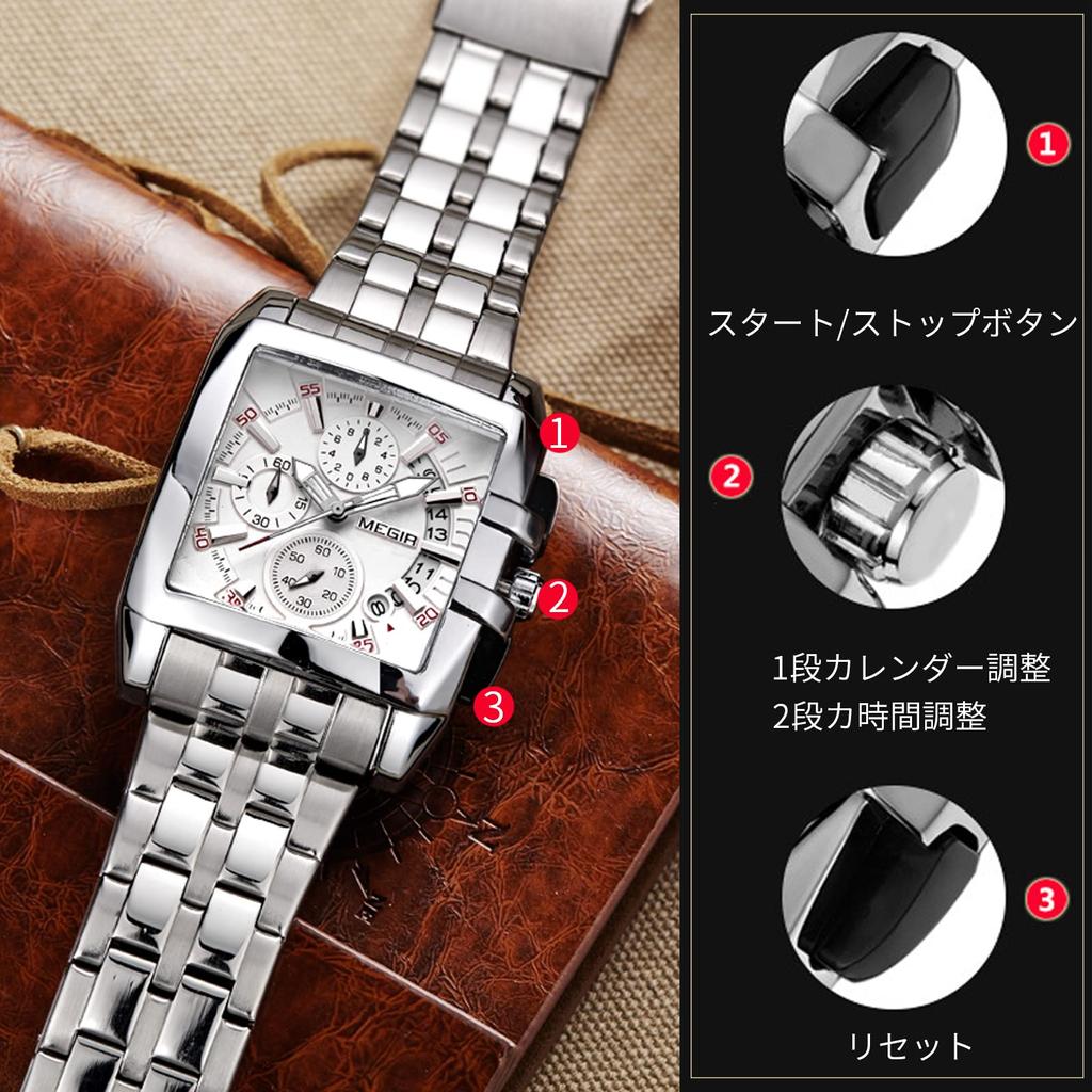 RORIOS Quartz Popular Chronograph Date Display Waterproof Analog Stopwatch Business Multifunctional Square Casual Commuting Watch Watch for Man Black