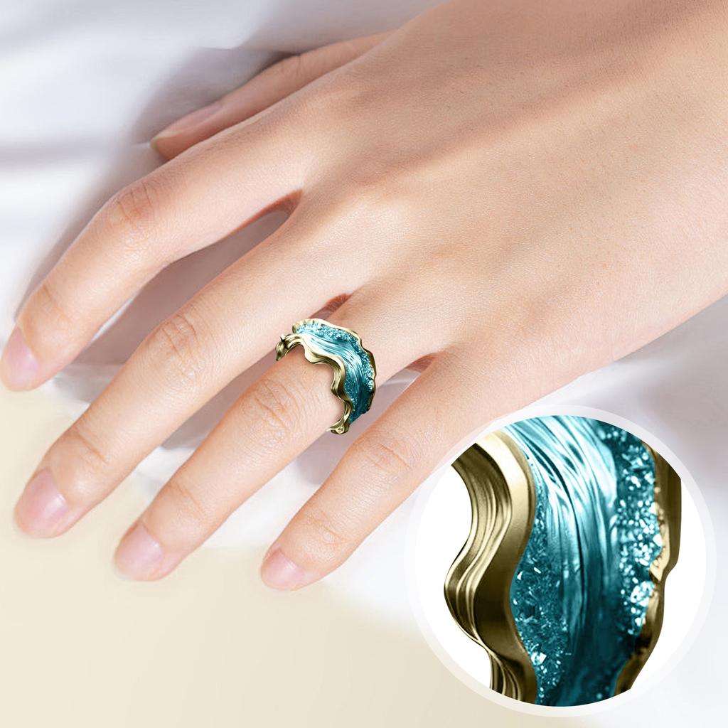 Heartbeat Of The Sea Wave Ring Open Ring, Love Gift, Surprise Gift, Men's And Women's Ring
