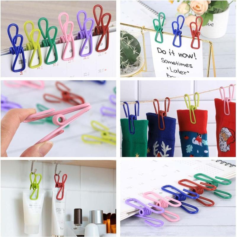 50/1PCS Mini Colorful Sealing Clips Steel Wire Snack Bag Clip Laundry Clothesline Fixing Clamp Home Multifunctional Storage Tool
