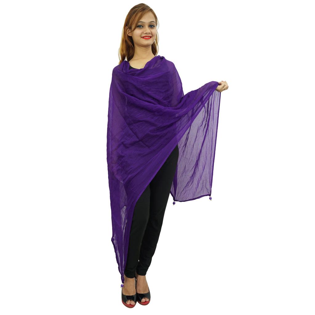 Chiffon Blend Dupatta Chunni Stole Indian Long Neck Wrap Tassel Scarf