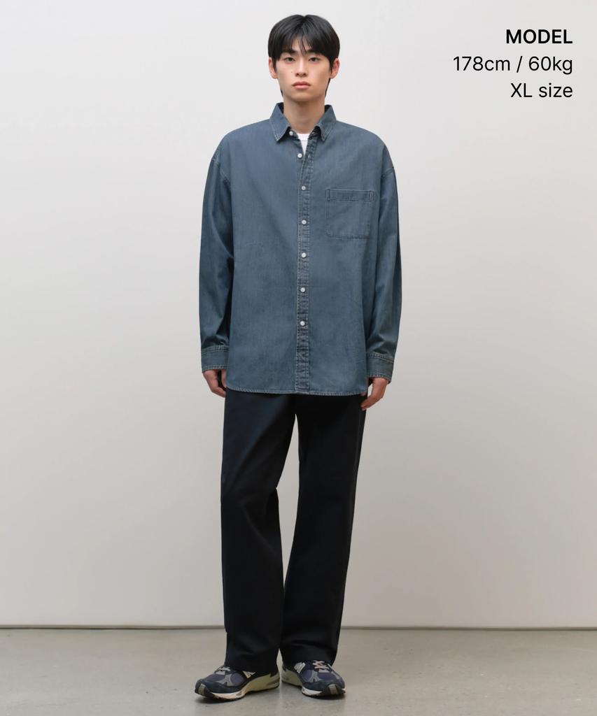 MUSINSA STANDARD Oversized Denim Shirt [Medium Indigo]