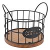Coffee Pod Basket Round Iron Wire Storage Basket Large Capacity Coffee Capsule Holder with Wooden Ba
