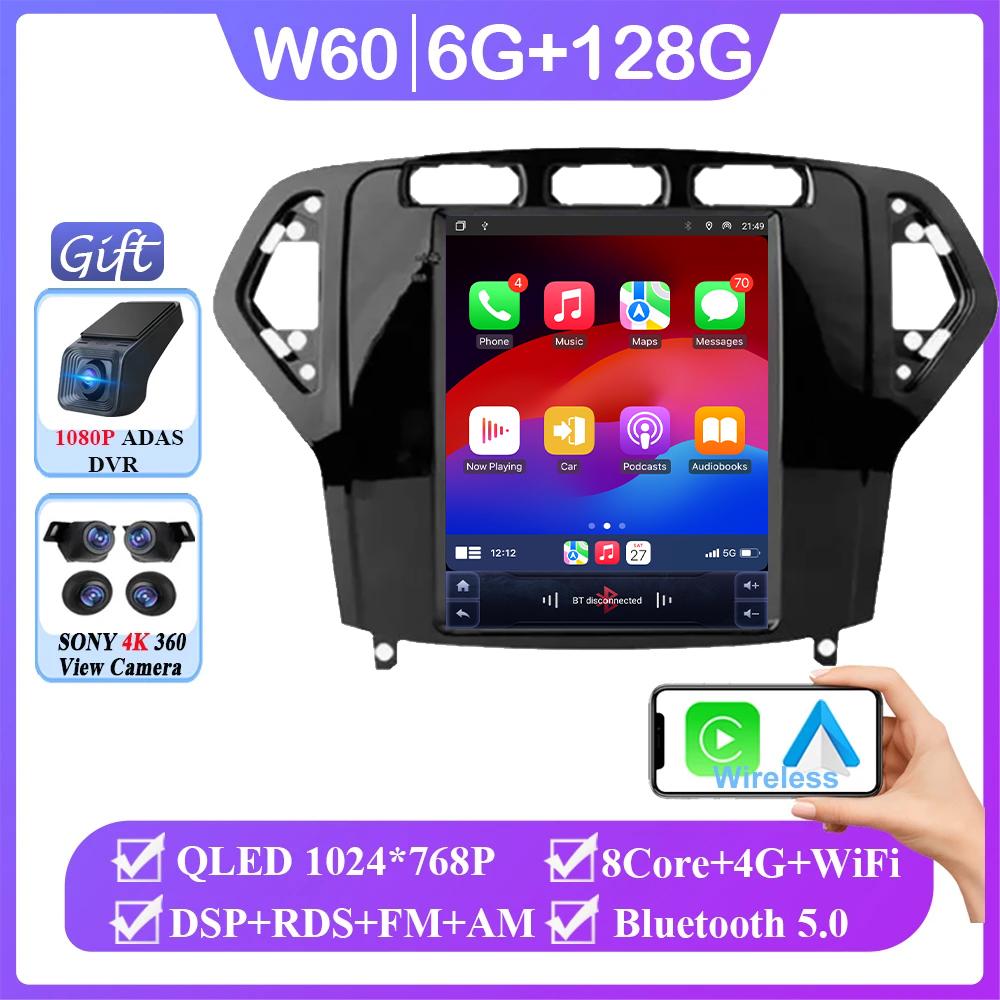 Carplay Вертикальная Модель Беспроводной Android Auto Для Ford Mondeo 2007-2010 Автомагнитола 9,7 дюймов Радио 8 ядер FM AM Мультимедиа