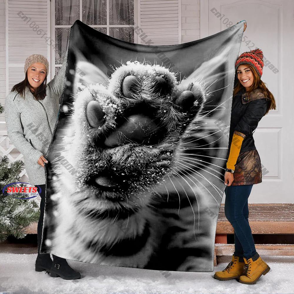 3D Cat Paw Theme Print Blanket for Boys Girls Adults,Soft Cozy Blanket for Home Bed Sofa, Xmas Holiday Birthday Gifts for Family