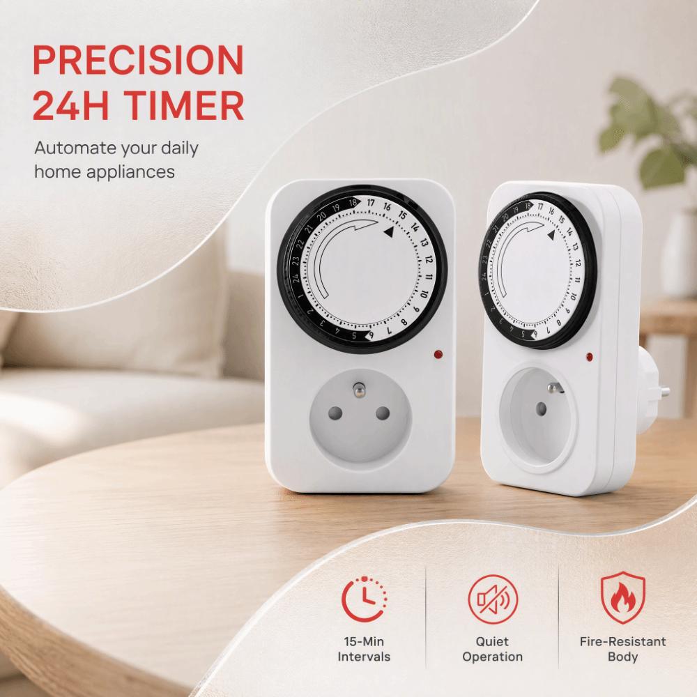 Energy Saveing French Mechanical Timer Socket Mechanical Outlet Protector OFF/ON Appliance