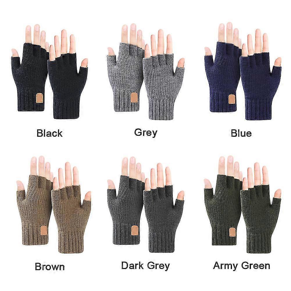 Men Women Gift Cold Weather Skiing Half Finger Typing Winter Gloves Warm Knitted