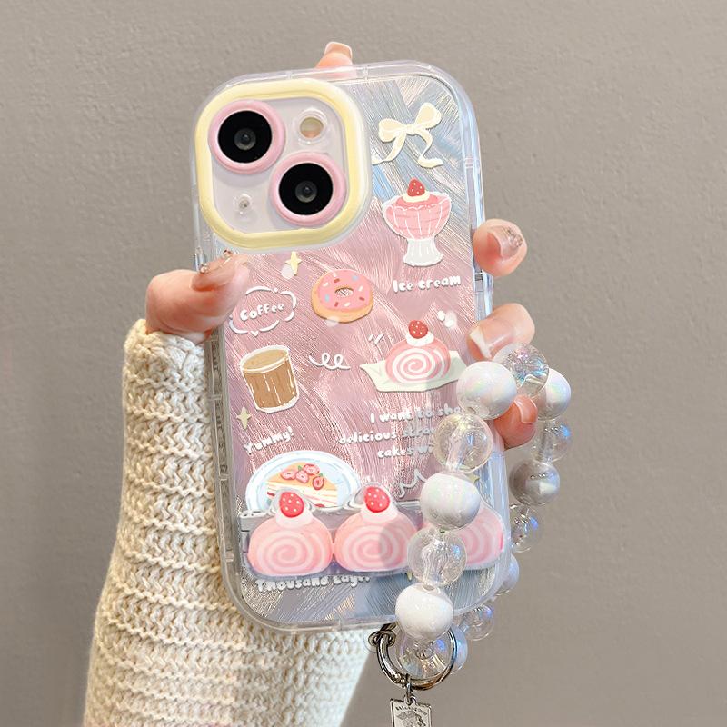 Strawberry Cake for IPhone 17 Mobile Phone Case 15pro Feather Yarn for IPhone 14 Promax Lens All Inclusive 13/12