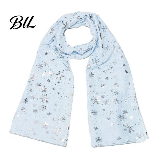 Lightweight Winter Layering Glitter Sparkly Foil Snowflake Print Scarf for Women, Christmas Warm Fashionable Neckwear Theme Shawl Wrap, Fall